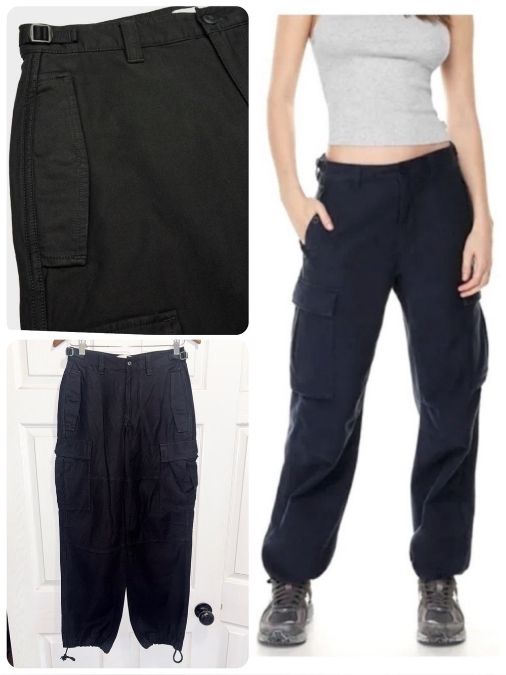 Aritzia TNA Supply Cargo Pant Relaxed Mid rise Baggy Utility Cotton Black Size 0